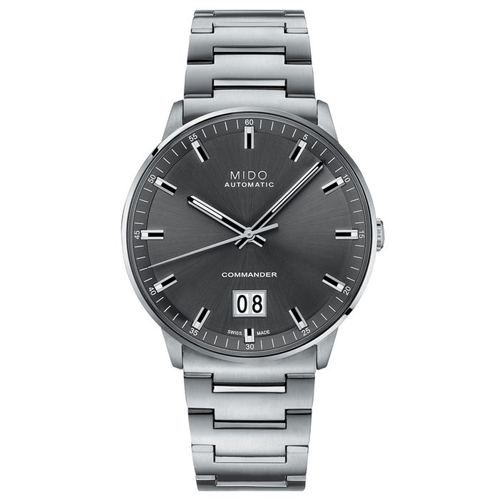 Mido Commander Big Date Grey Dial Stainless Steel Bracelet Replica Watches