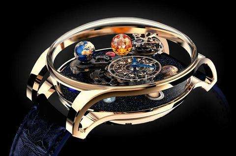 The timepiece shows the location of the Earth and the Sun.