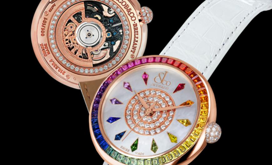 Stunning Jacob & Co. Brilliant Rainbow Fake Watches With Colorful Gemstones Bezels