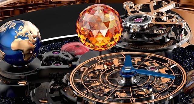 The topaz on the center of the dial is eye-catching.