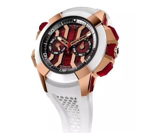The striking color-matching of this Jacob & Co. is distinctive and cool.
