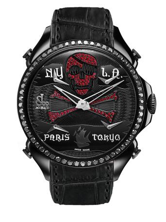 Swiss reproduction watches online maintain the cool style with black diamonds.