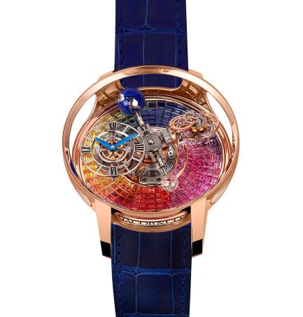 The diamonds paved on the dial present the brand's high level of watchmaking craftsmanship.