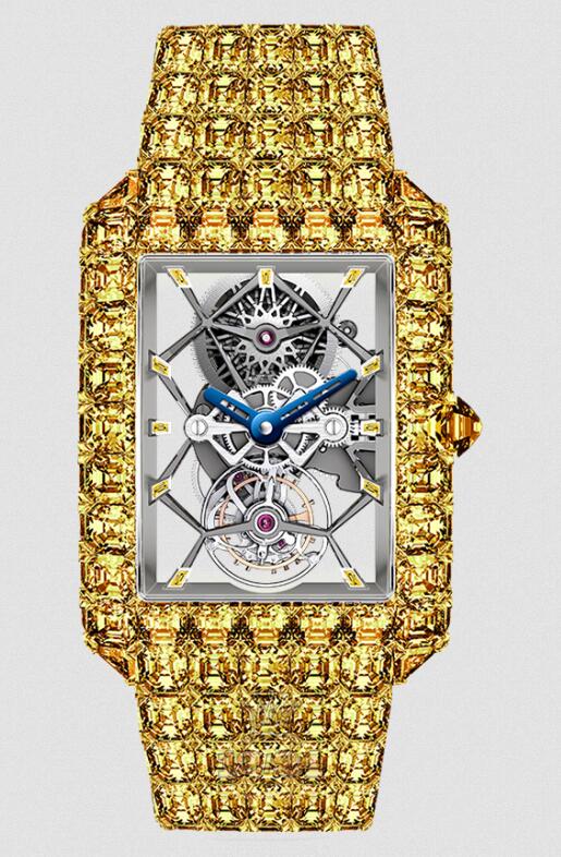 The skeleton design makes the inner movements of the online fake watches very legible.